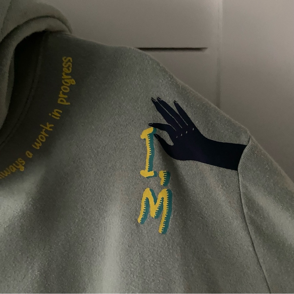No Boundaries Work in Progress Teal Hooded Sweatshirt Size XL - Picture 6 of 8
